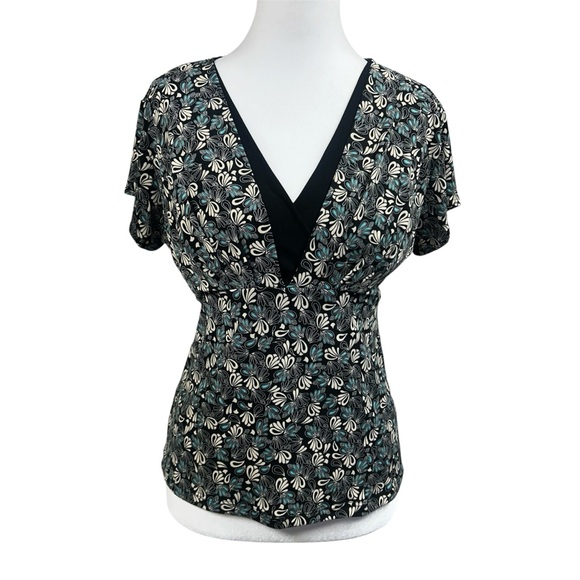 Worthington Tops - Worthington Y2K Floral V Neck Babydoll Short Sleeve Blouse Sz L Petite